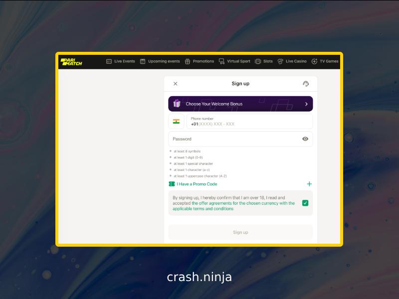 How to start playing Ninja Crash at Parimatch