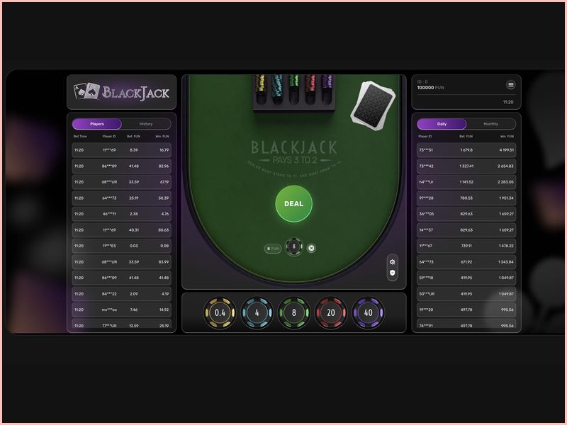 Modalità demo e correttezza comprovata di Blackjack Galaxsys