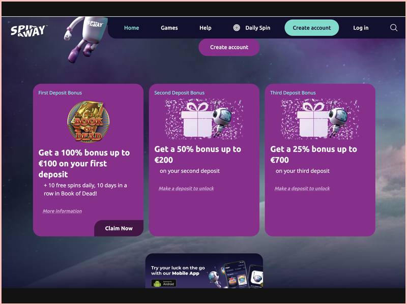 Versión móvil de SpinAway Casino: navegador del smartphone