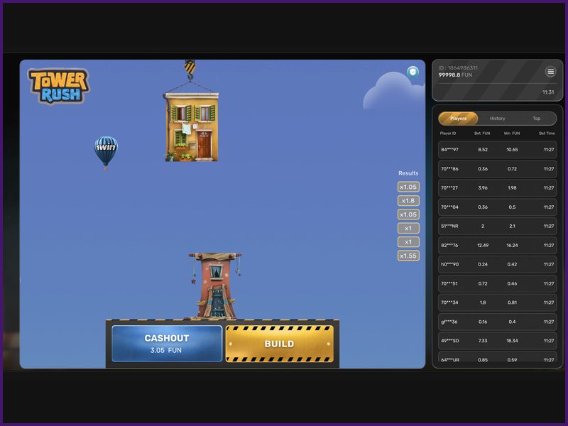 Play Tower Rush for real money and withdraw your winnings
